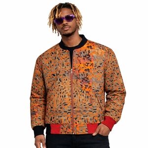 African Print Bomber Jacket – Men’s 2XL (48–52 Chest) | Zip-Up Statement Jacket